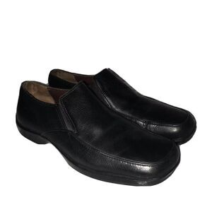 Gordon Rush Slip‎ On Leather Rubber Sole Dress Shoes Square Toe Sz 9.5 Black